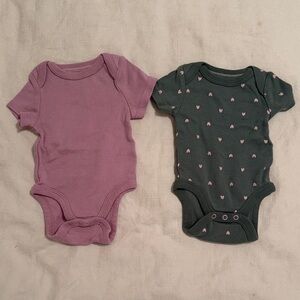 Cloud Island Pink and Green Newborn Onesies